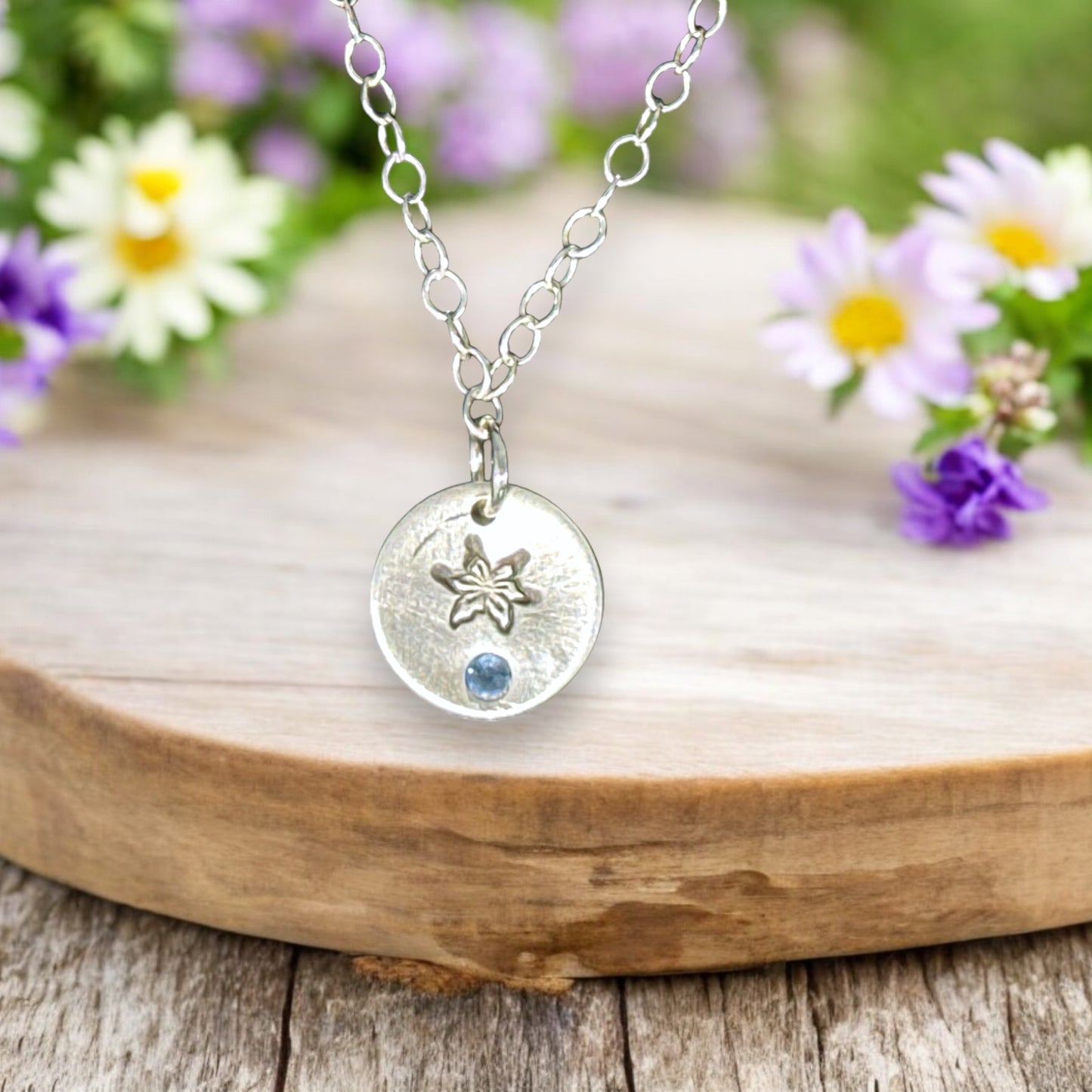 Sterling Silver Pendant December Poinsettia Birth Flower Necklace