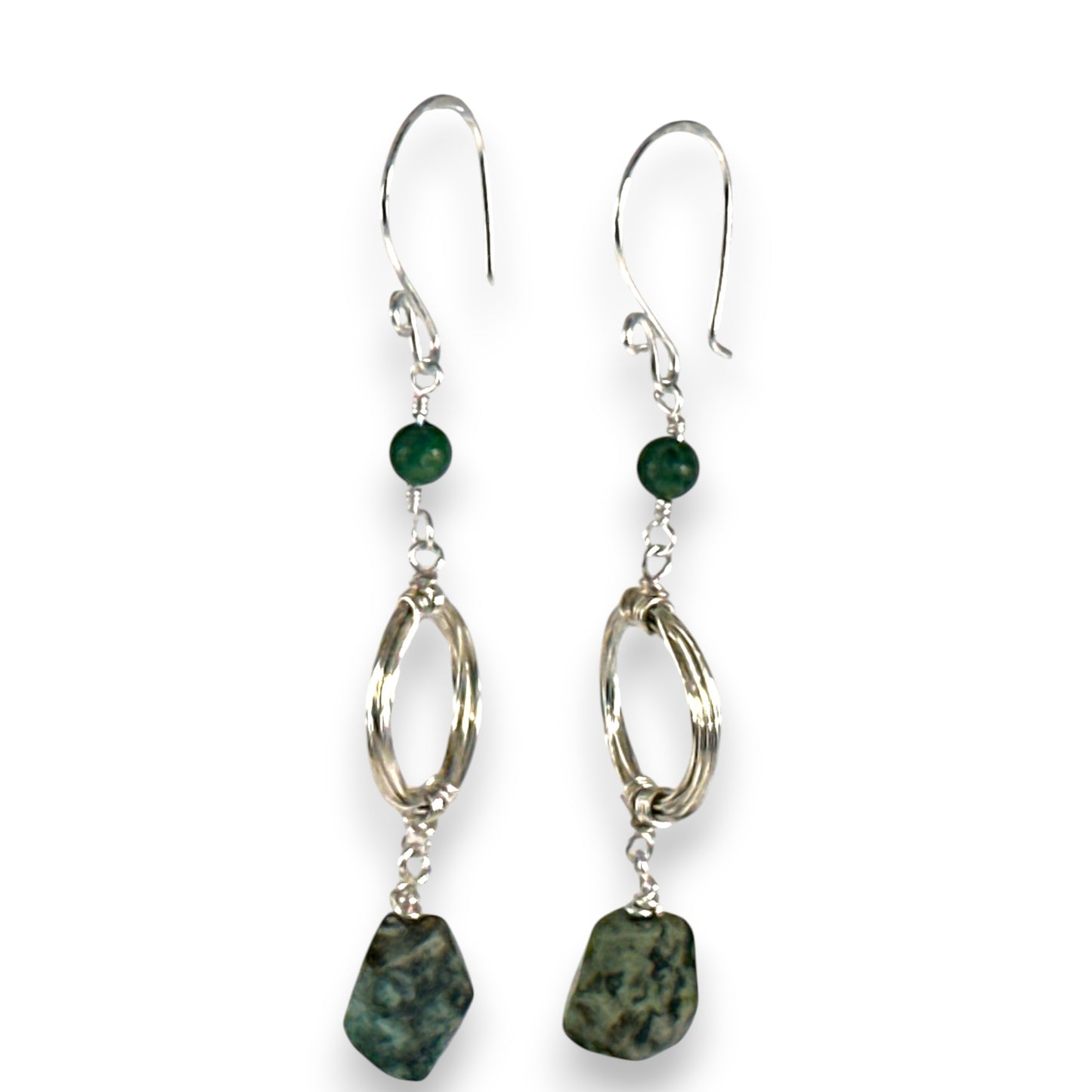 Circle of Life Earrings with African Turquoise and Verdite Stones