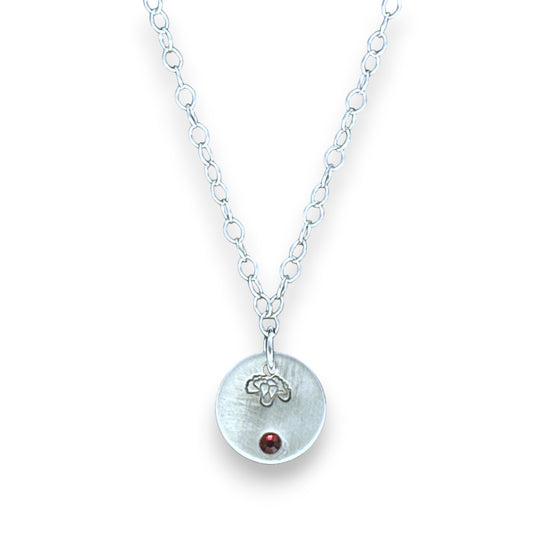 Sterling Silver Pendant January Carnation Birth Flower Necklace