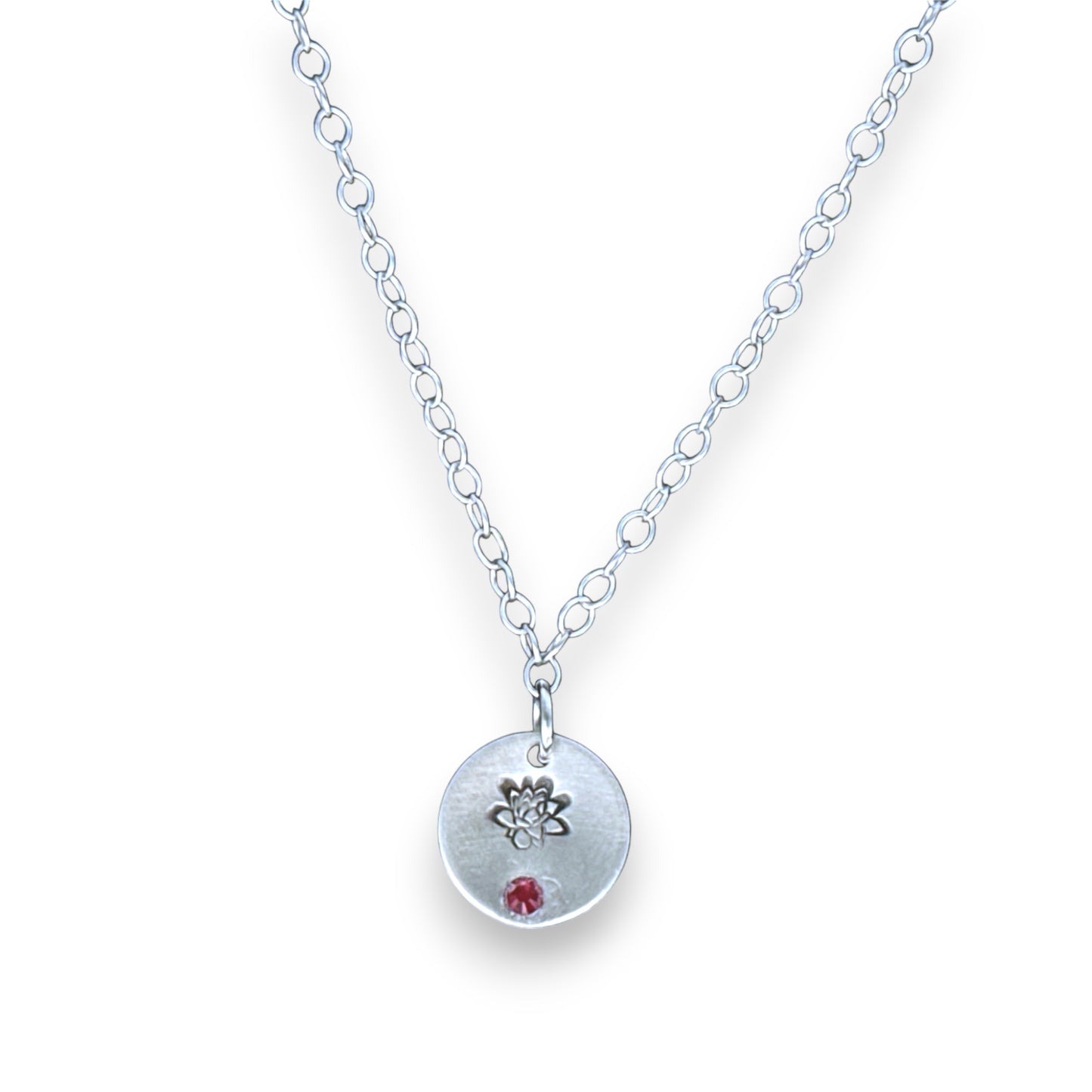 Sterling Silver Pendant July Lotus Birth Flower Necklace