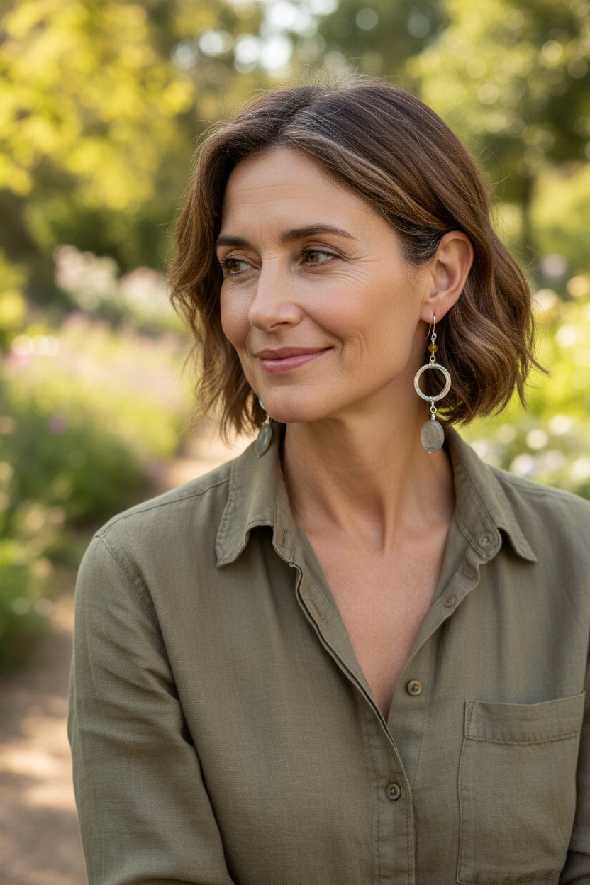 Circle of Life Earrings with Labradorite Stones
