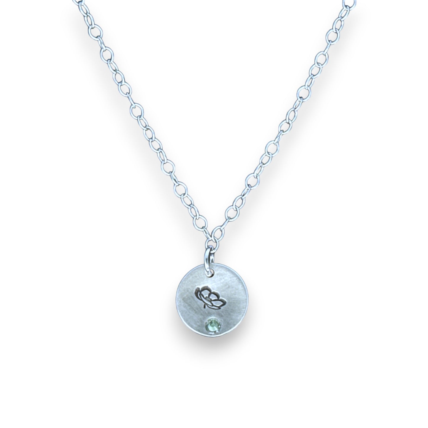 Sterling Silver Pendant August Poppy Birth Flower Necklace