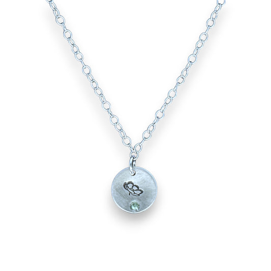 Sterling Silver Pendant August Poppy Birth Flower Necklace