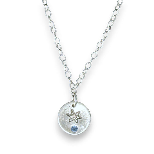 Sterling Silver Pendant December Poinsettia Birth Flower Necklace