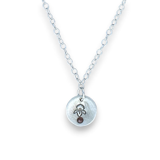 Sterling Silver Pendant February Violet Birth Flower Necklace