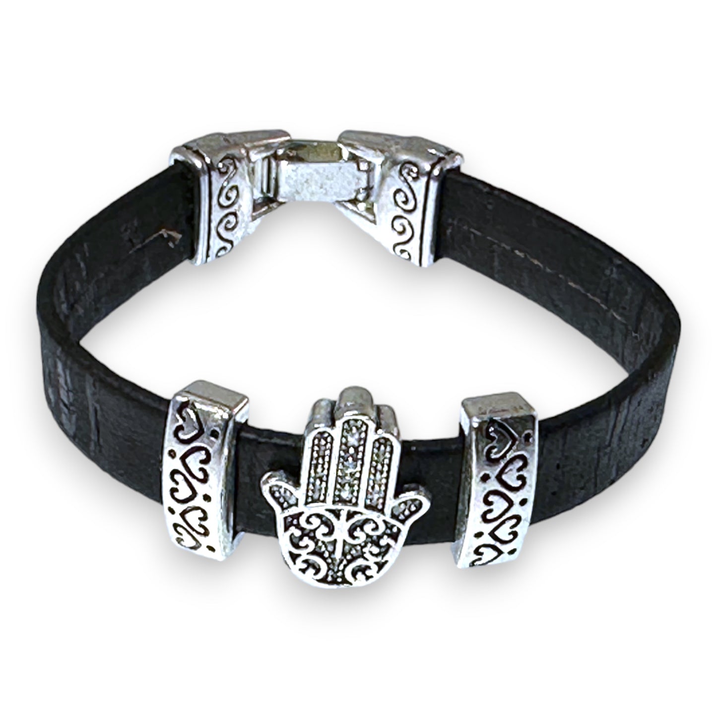 Hamsa Black Cork Bracelet