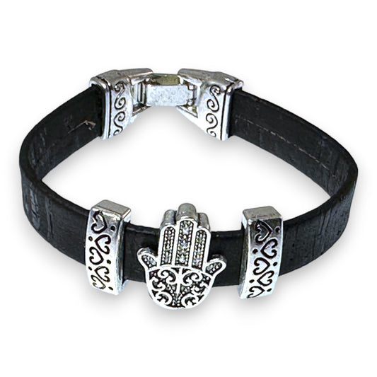 Hamsa Black Cork Bracelet