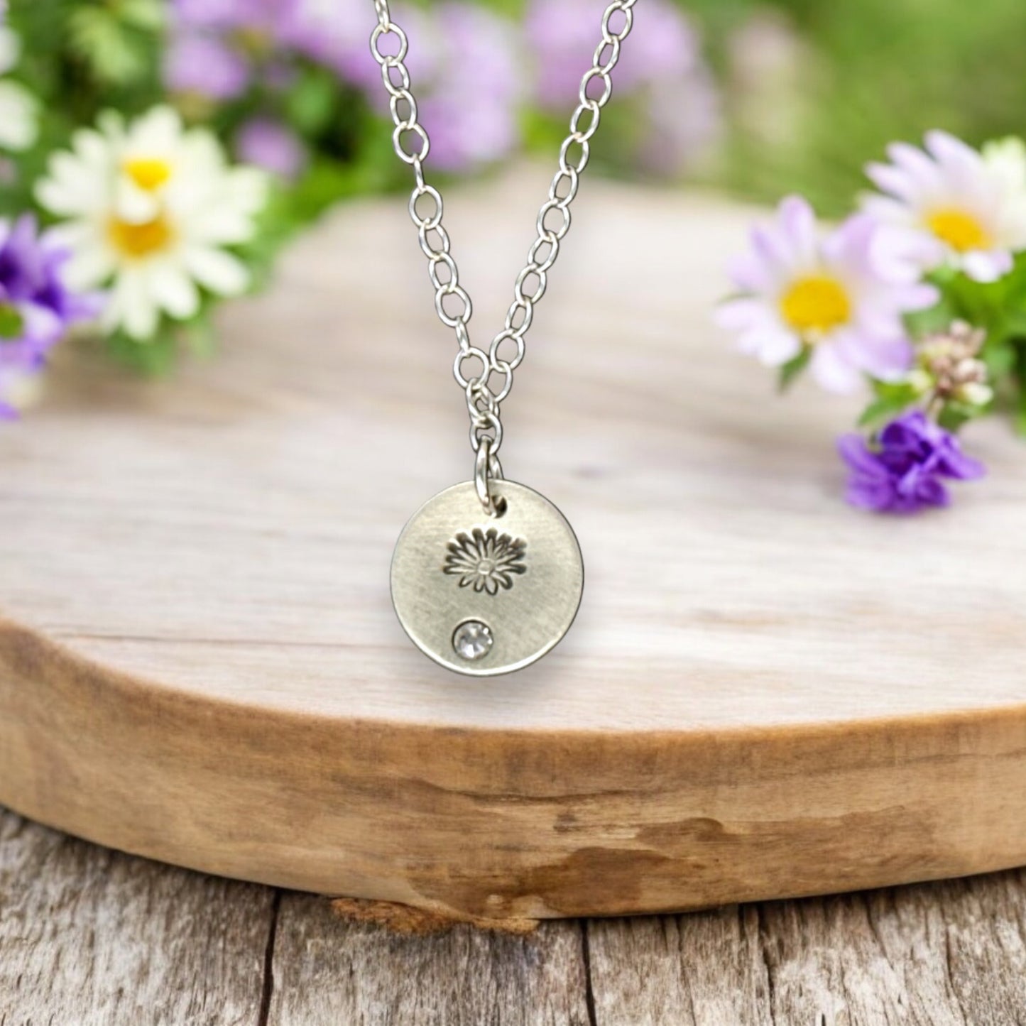April Daisy Birth Flower Necklace