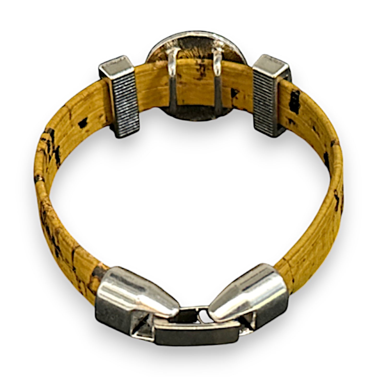 Mustard Eco-Friendly Cork Bracelet With Portuguese Tile Pattern Slider Bead
