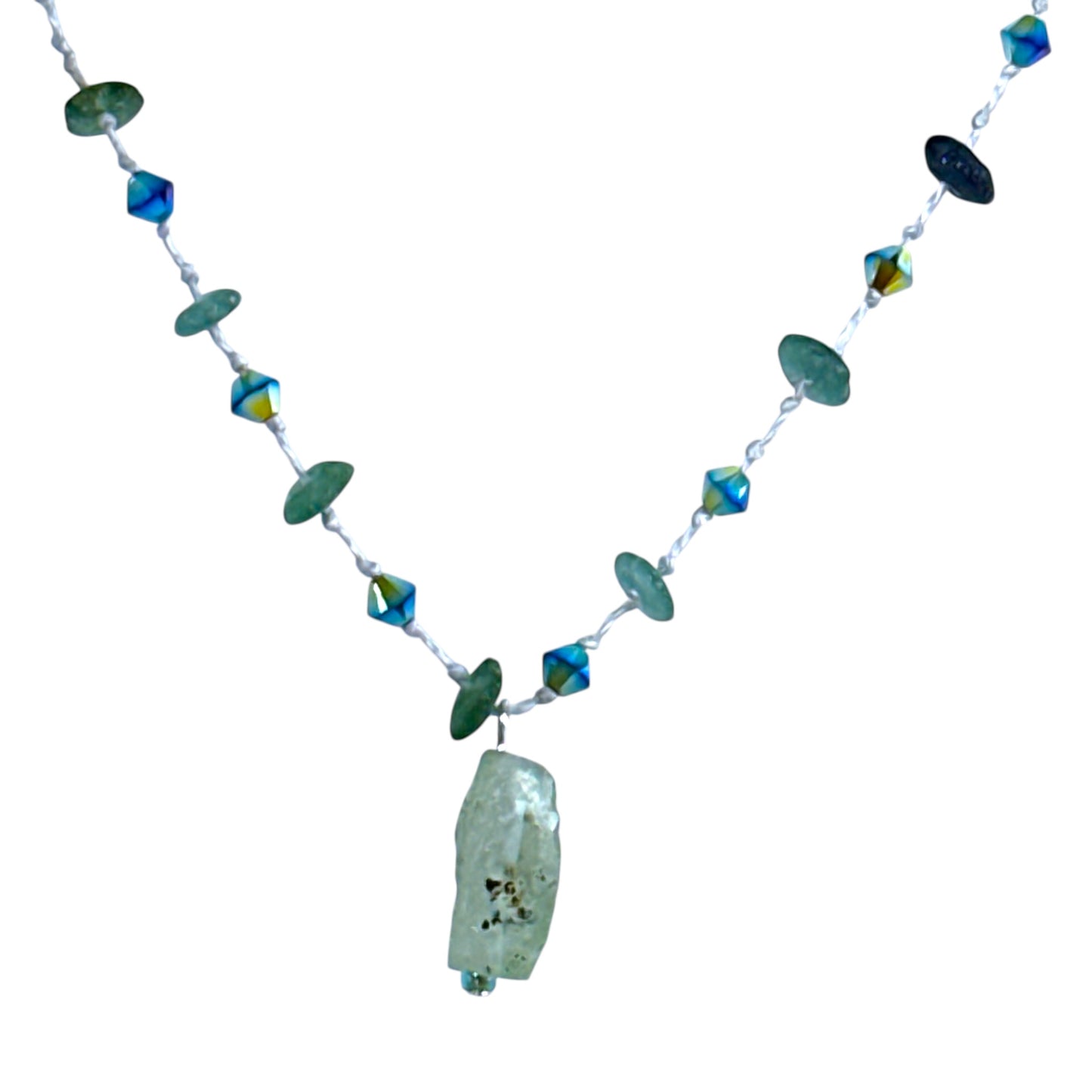 Hand Knotted Necklace with Roman Glass and Austrian Crystals