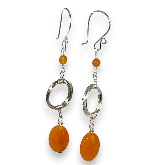 Circle of Life Earrings with Red Aventurine Stones