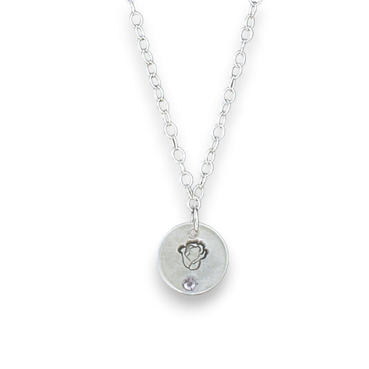 Sterling Silver Pendant June Rose Birth Flower Necklace