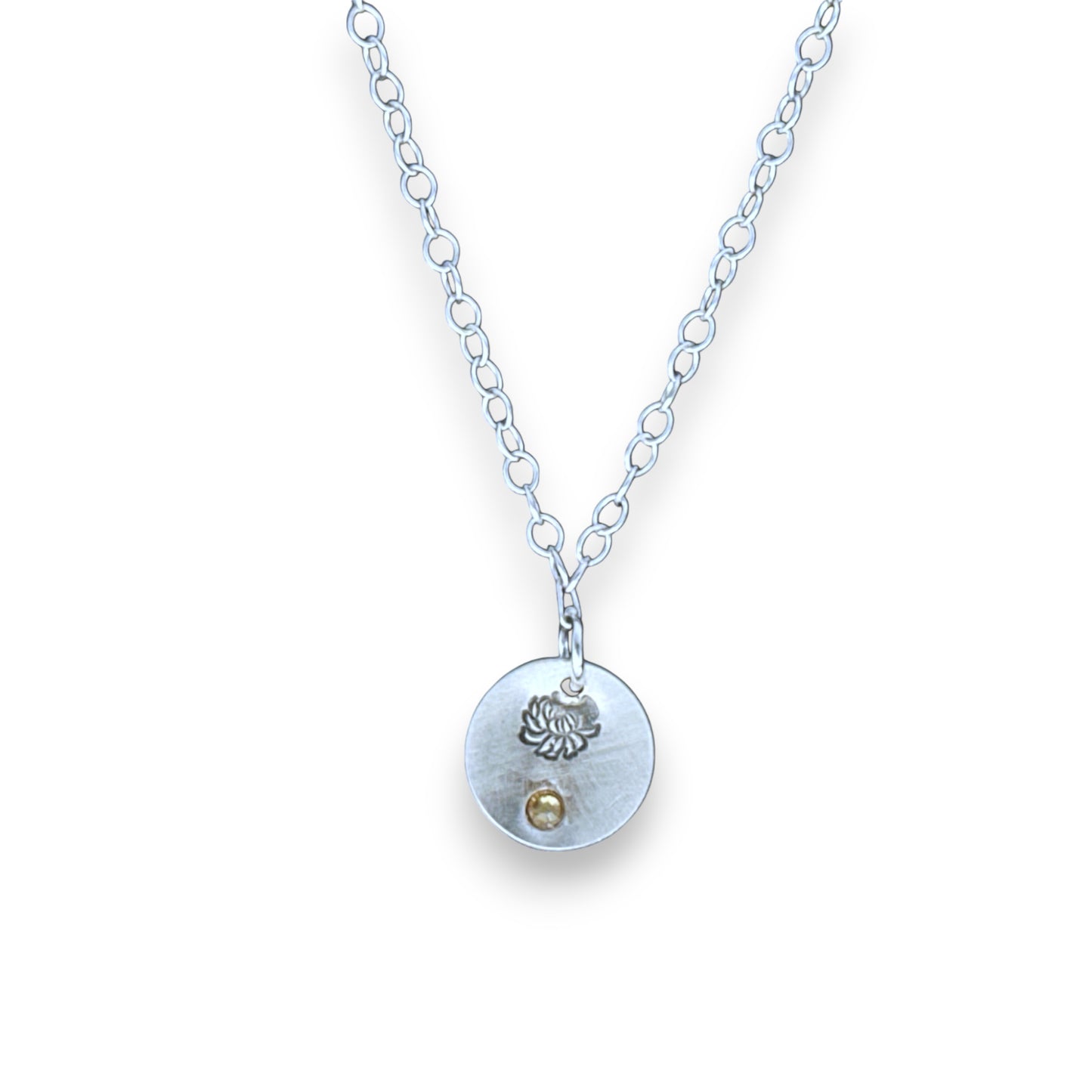 Sterling Silver Pendant November Chrysanthemum Birth Flower Necklace