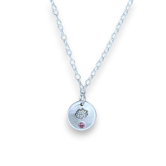 Sterling Silver Pendant October Marigold Birth Flower Necklace