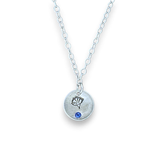 Sterling Silver Pendant September Morning Glory Birth Flower Necklace