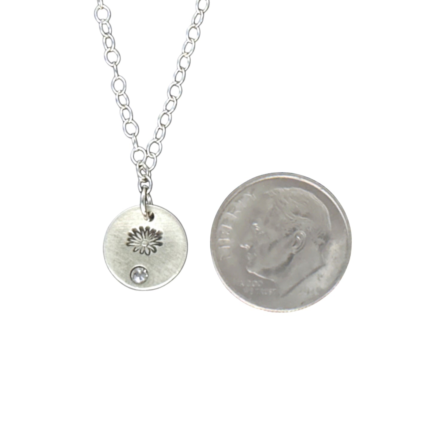 Sterling Silver Pendant August Poppy Birth Flower Necklace
