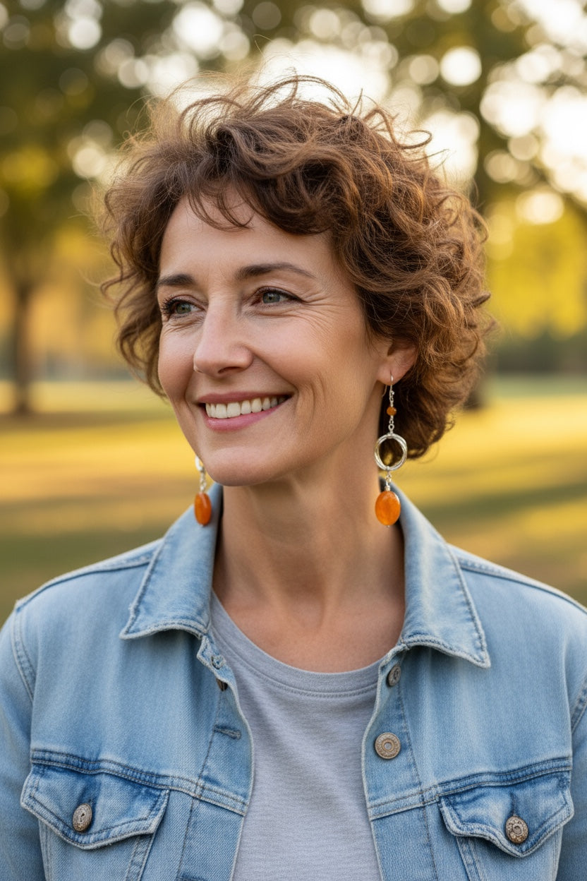 Circle of Life Earrings with Red Aventurine Stones