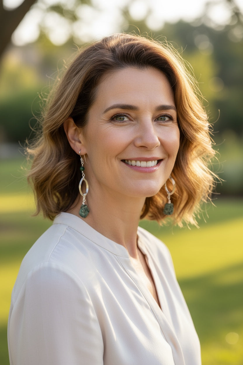 Circle of Life Earrings with African Turquoise and Verdite Stones